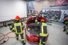 Practical classes in  rescue  training center 