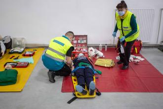 Practical classes in  rescue  training center 