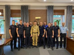Ihor Kordiiaka takes part in a workshop for high-altitude rescuers of the State Emergency Service of Ukraine in the city of Częstochowa